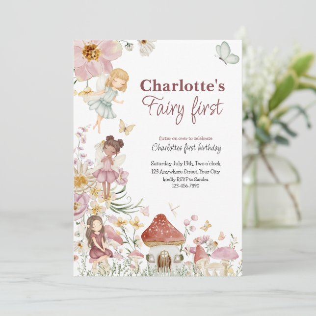 Primera invitación de cumpleaños de Fairy (Anverso de pie)
