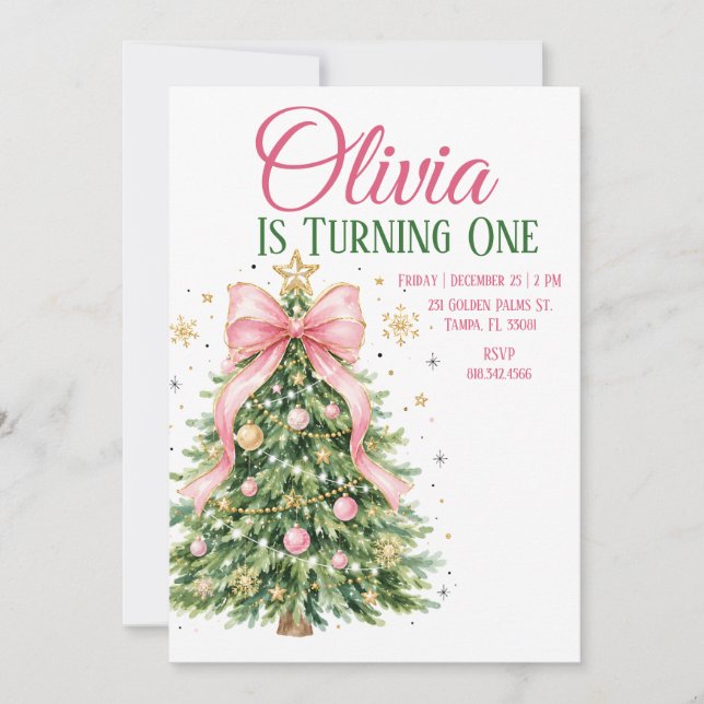 Primera Invitación de Cumpleaños de Navidad (Anverso)
