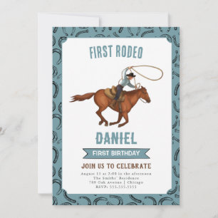 Primera invitación de cumpleaños de Rodeo Cowboy