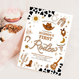 Primera Invitación de Cumpleaños de Vaquero de Rod