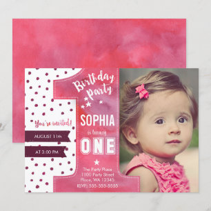 Primera Invitación de Cumpleaños Niña Acuarela