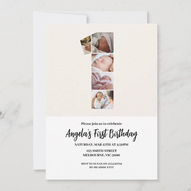 Primera invitación de cumpleaños - Número 1 (Anverso)