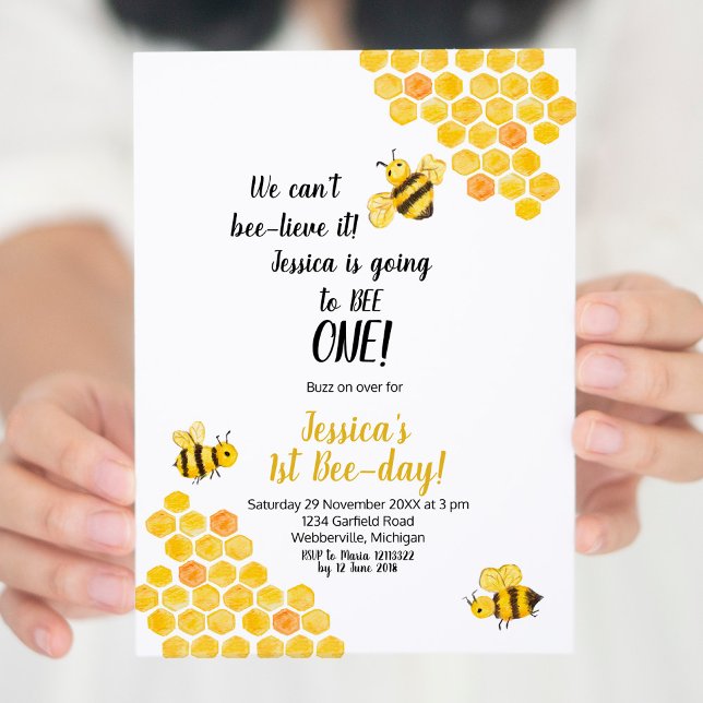 Primera invitación de cumpleaños para abejas (Subido por el creador)