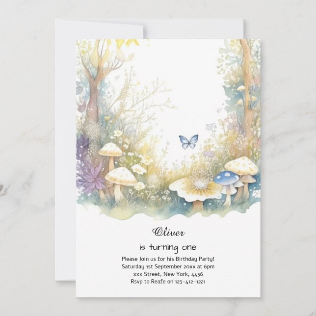 Primera invitación de cumpleaños para hongos (Anverso)