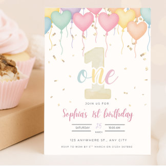 Primera invitación de cumpleaños - Pastel 5x7