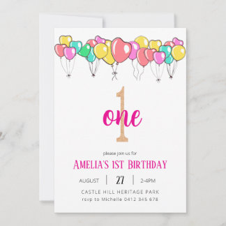 Primera Invitación de Cumpleaños, Pastel Arcoíris