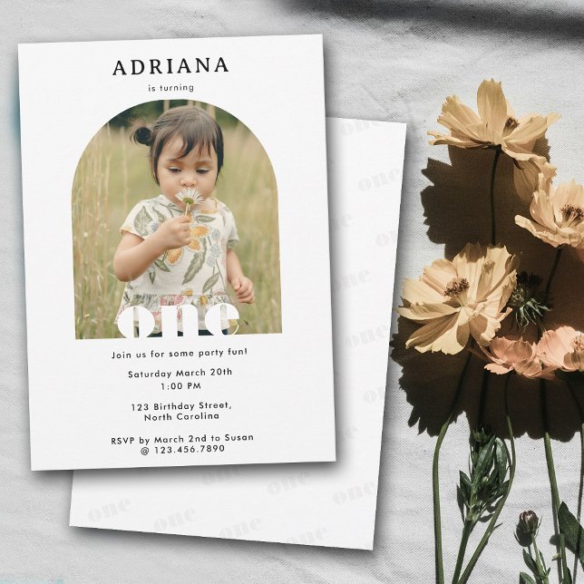 Primera invitación de cumpleaños Primer Chica de u (First Birthday Invitation 1st One Photo Boy Girl)