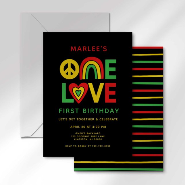 Primera invitación de cumpleaños reggae One Love (Subido por el creador)