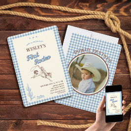Primera Invitación de Cumpleaños Rodeo Azul a Cuad