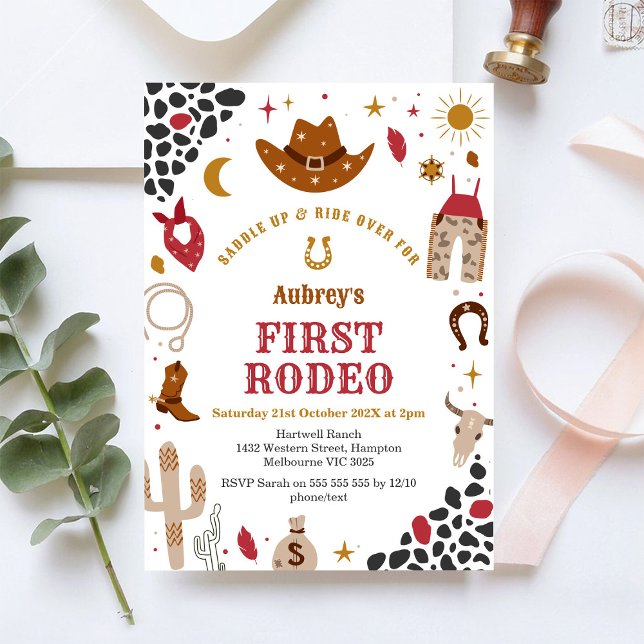 Primera Invitación de Cumpleaños Rodeo Cowboy West (Subido por el creador)