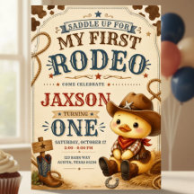 Primera Invitación de cumpleaños Rodeo para patito