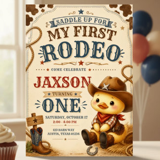 Primera Invitación de cumpleaños Rodeo para patito