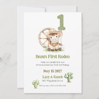 Primera Invitación de Cumpleaños Rodeo Western
