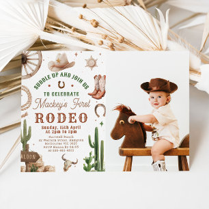 Primera Invitación de Cumpleaños Rodeo Western Vaq