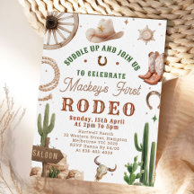 Primera Invitación de Cumpleaños Rodeo Western Vaq