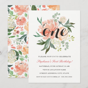 Primera Invitación de Cumpleaños Rosa Floral de Me