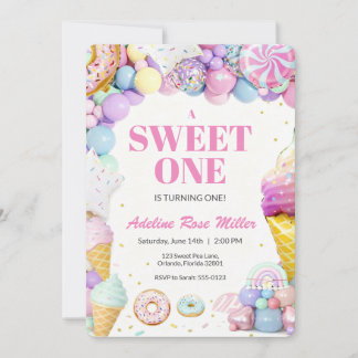 Primera Invitación de Cumpleaños Sweet One | Donut