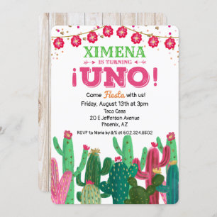Primera Invitación de Fiesta Cactus de Cumpleaños