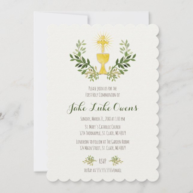 Primera invitación de la comunión de la acuarela (Anverso)