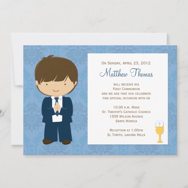 Primera invitación de la comunión para el muchacho (Anverso)