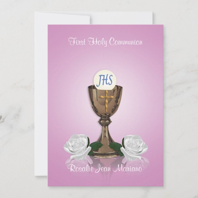 Primera invitación de la comunión rosa (Anverso)