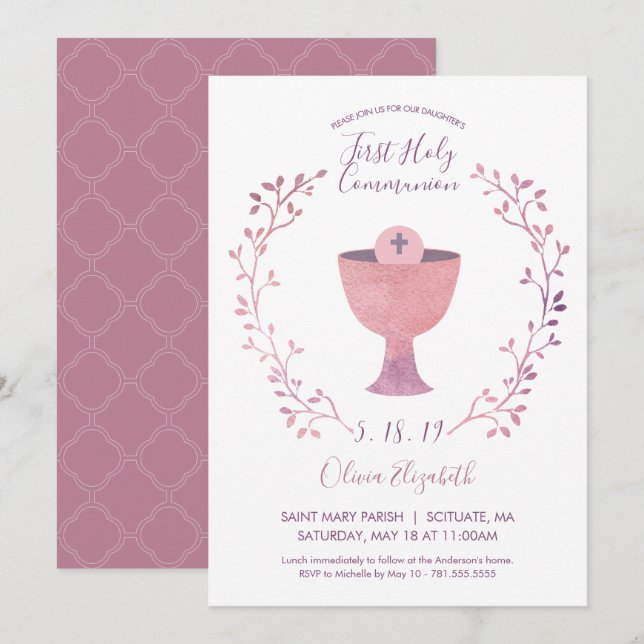 Primera invitación de la comunión santa - el chica (Anverso / Reverso)
