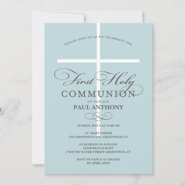 Primera invitación de la Santa Comunión Azul (Anverso)