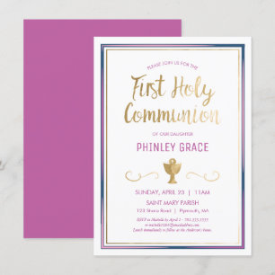 Primera invitación de la Santa Comunión, elegante,