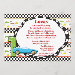Primera invitación de Racecar de Cumpleaños