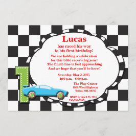 Primera invitación de Racecar de Cumpleaños, a cua