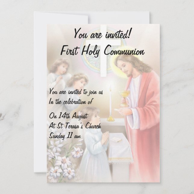 Primera invitación del chica de la comunión santa (Anverso)