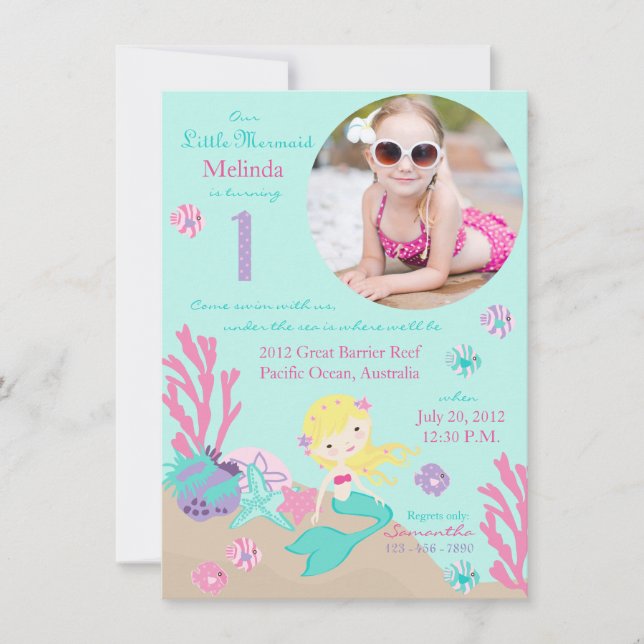 Primera invitación del cumpleaños de la sirena (Anverso)