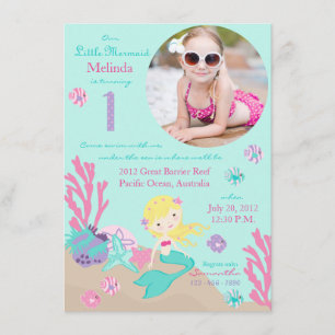 Primera invitación del cumpleaños de la sirena