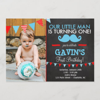 Primera invitación del cumpleaños del bigote