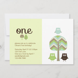 Primera invitación del cumpleaños del búho
