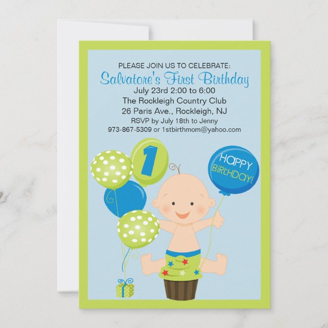 Primera invitación del cumpleaños del choque del (Anverso)