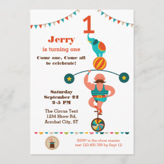 Primera invitación del cumpleaños del circo
