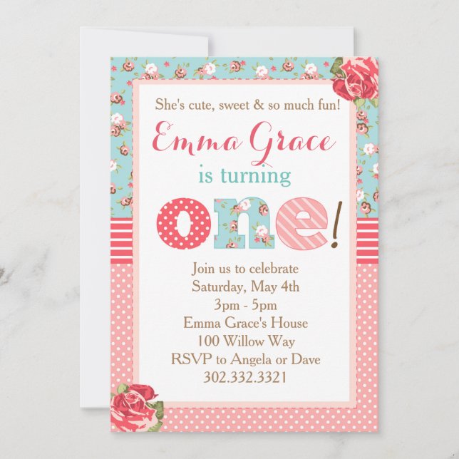 Primera invitación del cumpleaños del cumpleaños (Anverso)