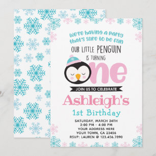 Primera invitación del cumpleaños del pingüino