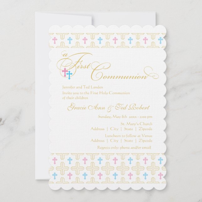 Primera invitación gemela de la comunión del (Anverso)