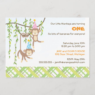 Primera invitación gemela del cumpleaños del