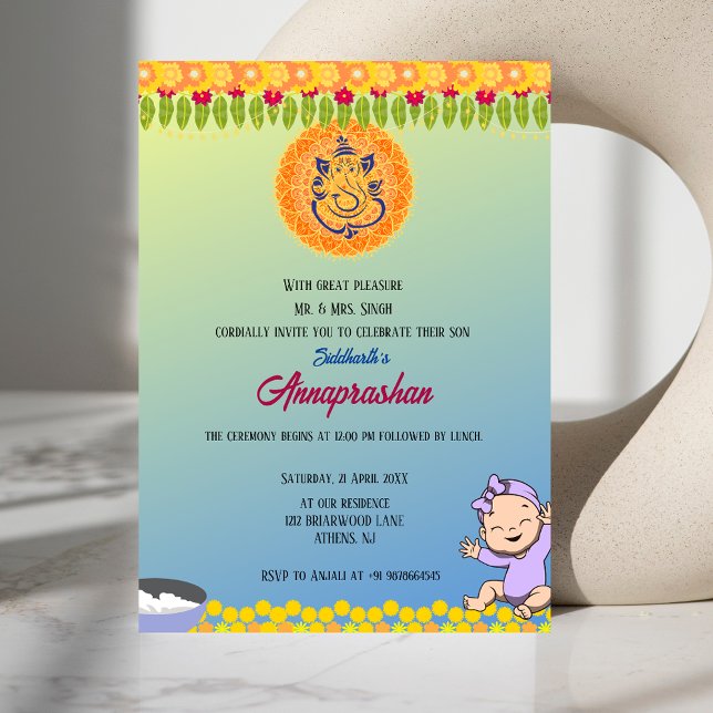 Primera invitación india de arroz "Annaprashan" (Subido por el creador)