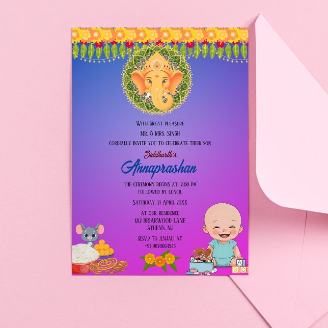 Primera invitación india de arroz "Annaprashan" (Subido por el creador)
