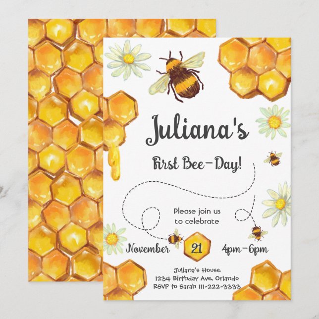 Primera invitación para fiesta de cumpleaños (Anverso / Reverso)