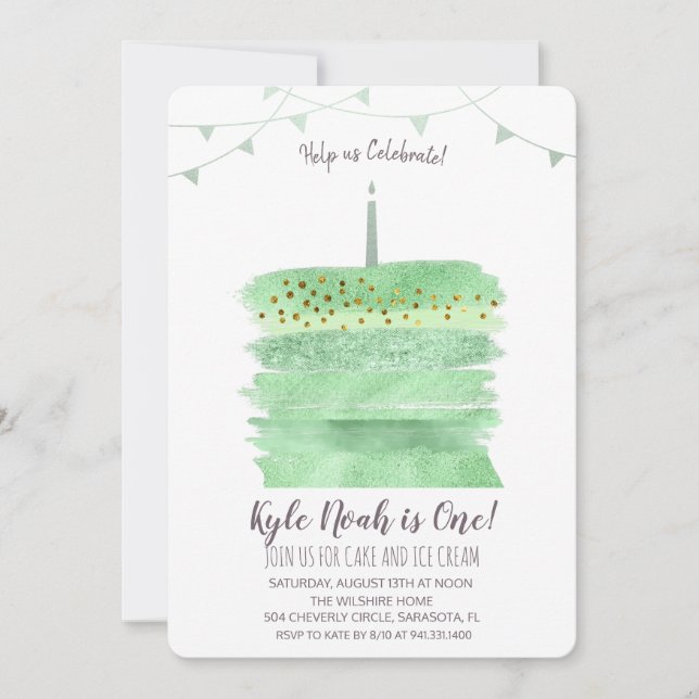 Primera invitación para pastel de cumpleaños númer (Anverso)