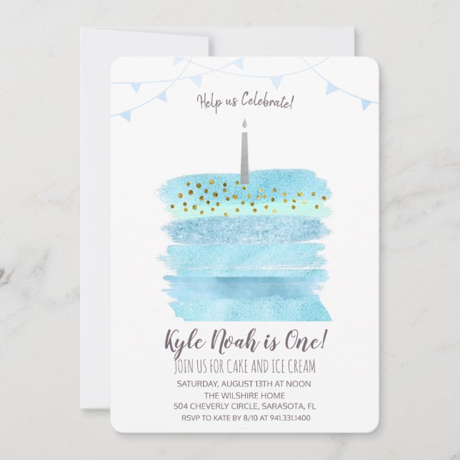 Primera invitación para pastel de cumpleaños númer (Anverso)