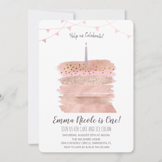 Primera invitación para pastel de cumpleaños númer (Anverso)