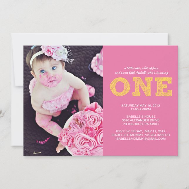 Primera invitación UNA del cumpleaños (Anverso)
