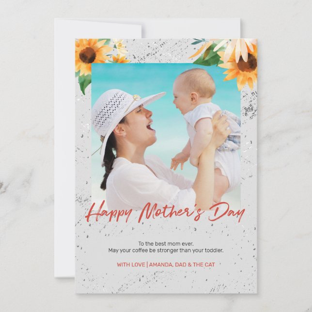 Primera mamá feliz Día de la Madre Tarjeta de foto (Anverso)