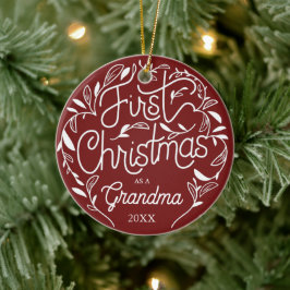Primera Navidad Abuelo Abuela Ornamento cerámico